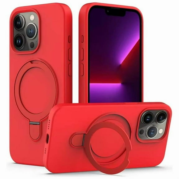 Entronix Silicone Case Designed for Apple iPhone 16 Pro with Stand, Protection Shockproof Dropproof Dustproof Slim Design Phone Cover for Apple iPhone 16 Pro, Red