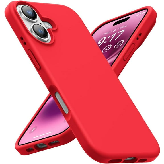 Entronix Silicone Case Designed for Apple iPhone 16 Liquid Silicone Case, Shockproof Slim Case Built for Apple iPhone 16, Red