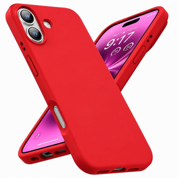 Entronix Silicone Case Compatible with iPhone 16, Protective Cover, Red
