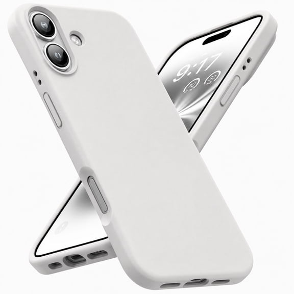 Entronix Silicone Case Compatible with iPhone 16 Plus, Soft-Touch Protective Cover, White