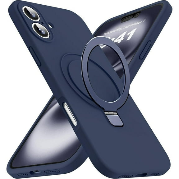 Entronix Silicone Case Designed for iPhone 17 with Stand, Protection Shockproof Dropproof Dustproof Slim Design Phone Cover, Navy