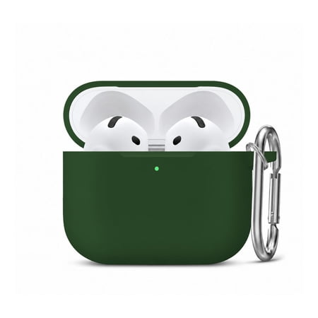 Entronix Silicone Case Compatible with AirPods 4th Gen, Slim Protective Cover with Carabiner, Green