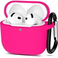 thumbnail image 1 of Entronix Silicone Case Skin for Airpods 4th Gen, Shockproof Protective Cover with Clip Hook, Hot Pink, 1 of 5