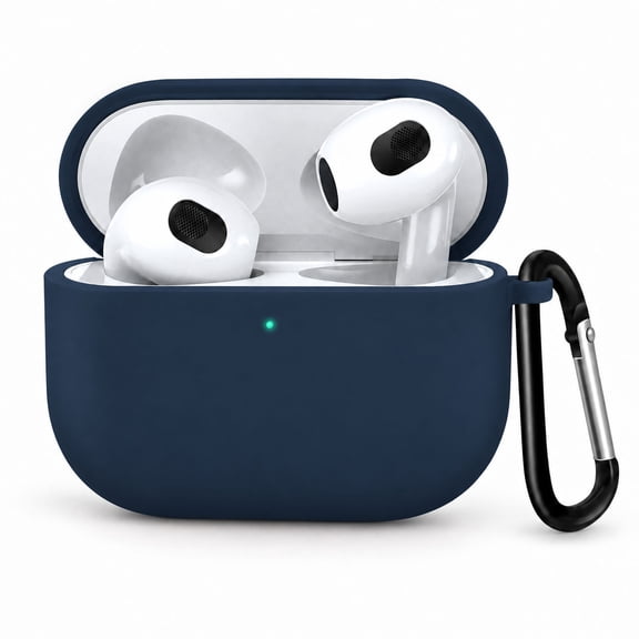 Entronix Silicone Case for AirPods 5 / 4, Slim Protective Cover with Carabiner, Navy Blue