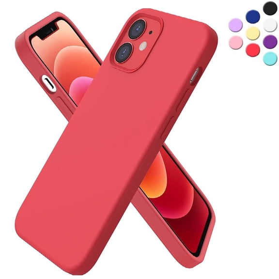 Entronix Silicone Soft Case Designed for iPhone 12 Mini Shockproof Durable Slim Fit, Red
