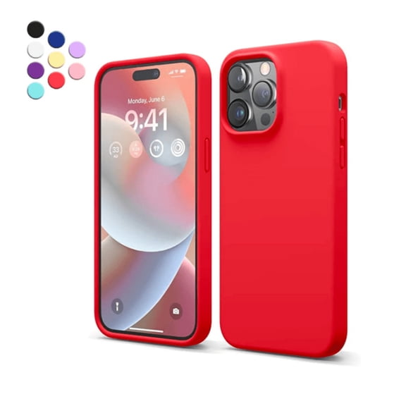 Entronix Silicone Soft Case Designed for iPhone 14 Pro Shockproof Durable Slim Fit, Red