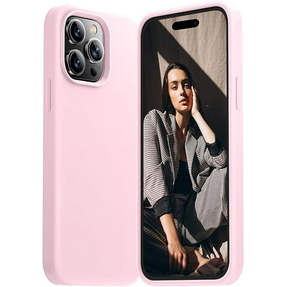 Entronix Silicone Soft Case Designed for iPhone 15 Pro Shockproof Durable Slim Fit, Light Pink
