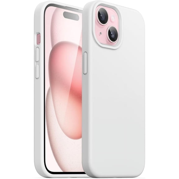 Entronix Silicone Case Compatible with iPhone 15, Protective Cover, White