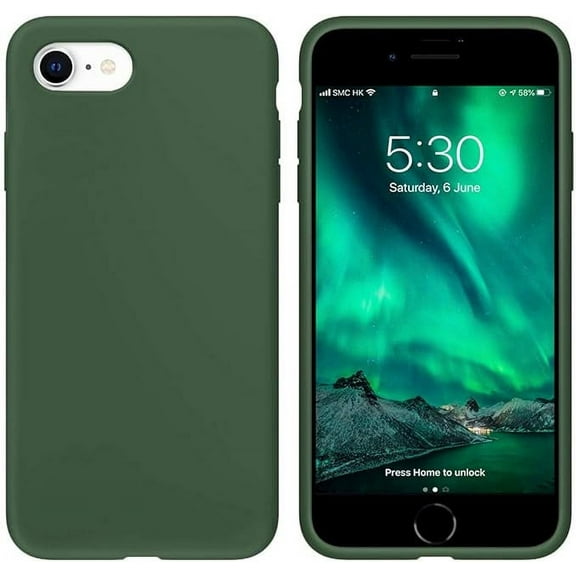 Silicone Case for iPhone Se and iPhone 8 and iPhone 7 - Liquid Silicone Phone Case (Olive Green)