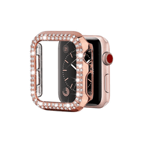 Entronix Smartwatch Protective Case Compatible with Apple Watch Series 6/5/4/SE, 44mm — Snap On Rhinestone Crystals Guard Bumper Full Coverage with Built-In Screen Protector, Rose