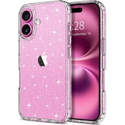 Entronix Sparkly Glitter Clear Case for iPhone 16 Plus, [Yellow Resistant] Hard PC, Clear