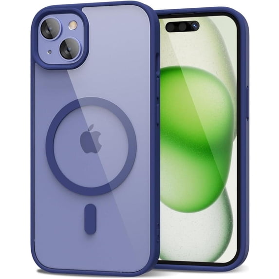 Entronix Magnetic Clear Case Compatible with iPhone 16, Soft Edges Transparent Cover, Navy Blue