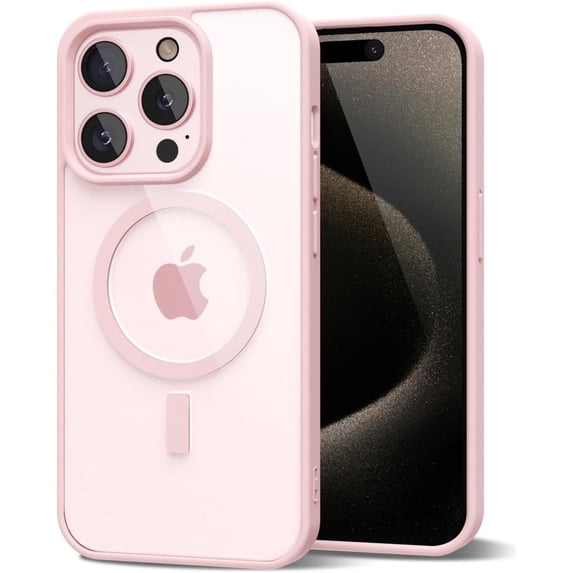 Entronix Magnetic Clear Case Compatible with iPhone 16 Pro, Soft Edges Transparent Cover, Pink