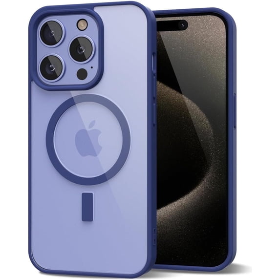 Entronix Magnetic Clear Case Compatible with iPhone 16 Pro, Soft Edges Transparent Cover, Navy Blue