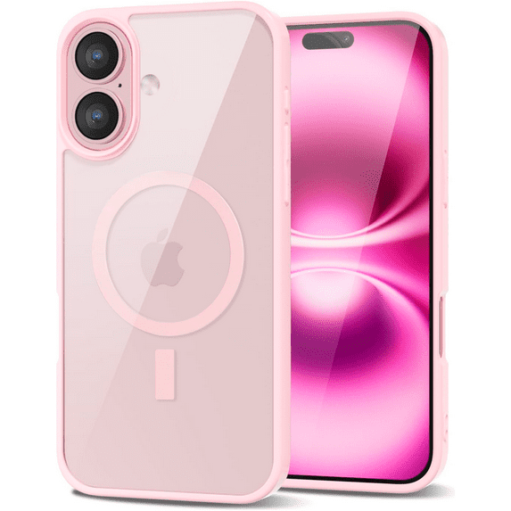 Entronix Transparent Magnetic Case Designed for iPhone 17 Magnetic Case for Rugged Shockproof Strong Magnetic Military Grade Drop Protection Phone Case, Pink