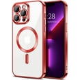 thumbnail image 1 of Entronix Transparent Phone Case for Apple iPhone 12 Pro Max Clear Magnetic Case, [Yellow Resistant] Slim Fit Shockproof Transparent Crystal Clear Magnetic Case for Apple iPhone 12 Pro Max, Red, 1 of 6