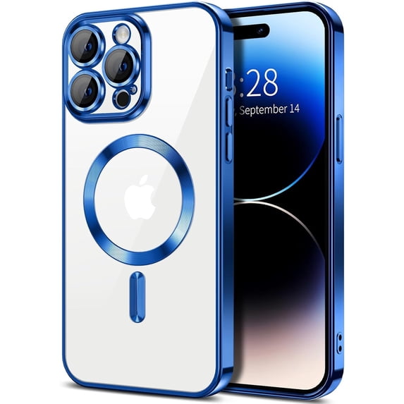 Entronix Magnetic Clear Case Compatible with iPhone 14 Pro, Flexible Fashion Cover, Blue