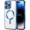 thumbnail image 1 of Entronix Transparent Phone Case for Apple iPhone 14 Pro Max Clear Magnetic Case, [Yellow Resistant] Slim Fit Shockproof Transparent Crystal Clear Magnetic Case for Apple iPhone 14 Pro Max, Blue, 1 of 6