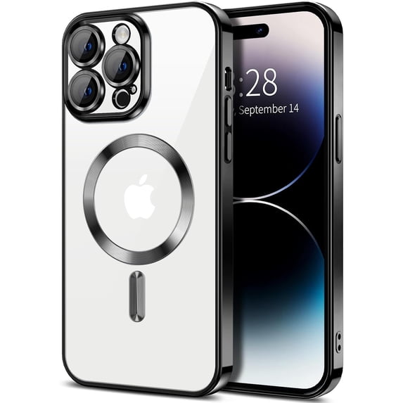 Entronix Magnetic Clear Case Compatible with iPhone 15 Pro, Flexible Fashion Cover, Black