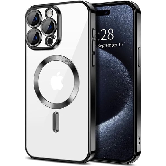 Entronix Magnetic Clear Case Compatible with iPhone 16 Pro, Flexible Fashion Cover, Black