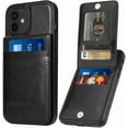 thumbnail image 1 of Entronix Wallet Case for Apple iPhone 12 and iPhone 12 Pro Leather Wallet Card Holder Case, Built In Kickstand with 6 Card Slots Holder for Apple iPhone 12 and iPhone 12 Pro, Black, 1 of 7