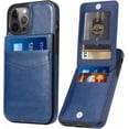 thumbnail image 1 of Entronix Wallet Case Compatible with iPhone 14 Pro Max, Card Holder Flip Cover, Navy Blue, 1 of 6
