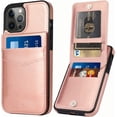 thumbnail image 1 of Entronix Wallet Case Compatible with iPhone 14 Pro Max, Card Holder Flip Cover, Rose Pink, 1 of 6