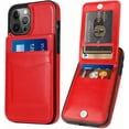 thumbnail image 1 of Entronix Wallet Case Compatible with iPhone 15 Pro Max, Card Holder Flip Cover, Red, 1 of 6