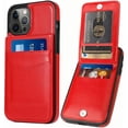thumbnail image 1 of Entronix Wallet Case Compatible with iPhone 16 Pro, Card Holder Flip Cover, Red, 1 of 6