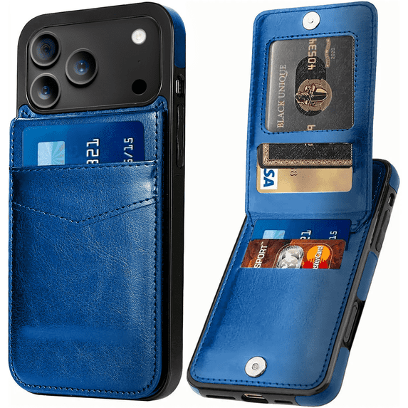 Entronix Wallet Case Compatible with iPhone 17 Pro / iPhone 18 Pro, Card Holder Flip Cover, Navy Blue