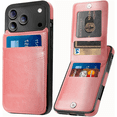 thumbnail image 1 of Entronix Wallet Case Compatible with iPhone 17 Pro / iPhone 18 Pro, Card Holder Flip Cover, Pink, 1 of 7