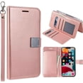 thumbnail image 1 of Entronix Wallet Case Compatible with iPhone 17 Pro / iPhone 18 Pro, Foldable Book Style with Lanyard, Rose Gold, 1 of 7