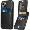 thumbnail image 1 of Entronix Wallet Case for Apple iPhone 13 Leather Wallet Card Holder Case, Built In Kickstand with 6 Card Slots Holder for Apple iPhone 13, Black, 1 of 7