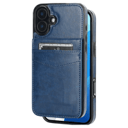 Entronix Wallet Case Compatible with iPhone 16, Card Holder Flip Cover, Navy Blue