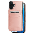 thumbnail image 1 of Entronix Phone Case Compatible with iPhone 16 — [5 Slot Card Holder] Slim PU Leather Wallet Flip Kickstand Cover, Rose Pink, 1 of 6