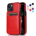 thumbnail image 1 of Entronix Wallet Case for iPhone 13 Mini, PU Leather [6 Slots] Card Holder Flip Stand, Red, 1 of 10