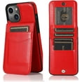 thumbnail image 1 of Entronix Wallet Case Compatible with iPhone 14 Plus, Card Holder Flip Cover, Red, 1 of 5
