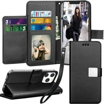 Entronix Wallet Case for iPhone 14 Pro, PU Leather [6 Slots] Card Holder Flip Stand, Black