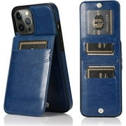Entronix Wallet Case for iPhone iPhone 15 Pro Max, PU Leather [6 Slots] Card Holder Flip Stand, Navy