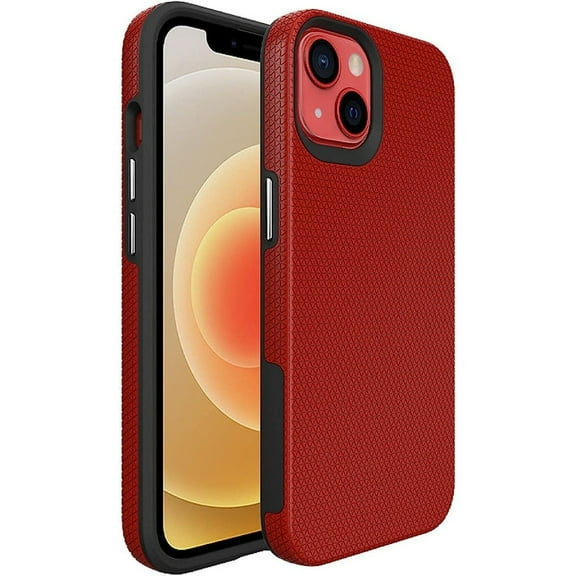 Entronix i15PlusShockRed Heavy Duty Protective Silicone Back Cover Cell Phone Case for Apple, Red