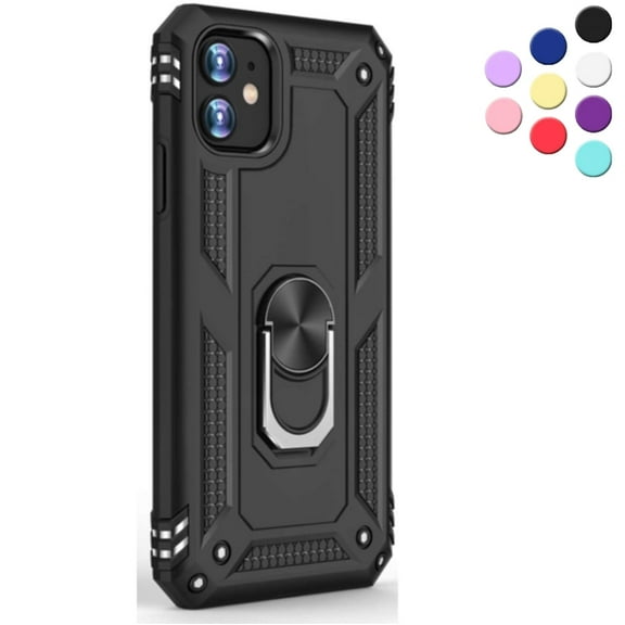 Entronix Heavy Duty Case Designed for iPhone 11, Rotating Ring Protective Cover, (Black)