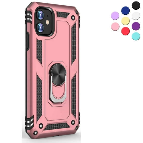 Entronix Heavy Duty Case Designed for iPhone 11, Rotating Ring Protective Cover, Pink