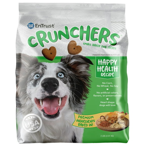 Entrust Crunchers Happy Health Recipe Dog Treats for small medium big dogs  Made in 2-Pound Bag