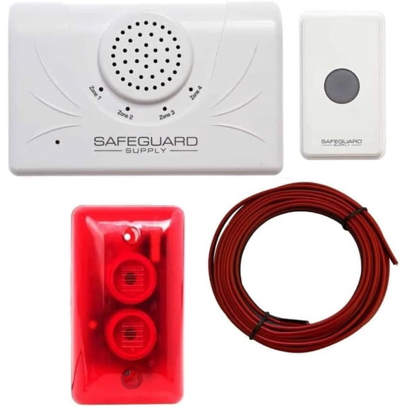 Entry Alert Chime ERA-DOOR ALARM Wireless Doorbell with 3/4 Mile Range, 120dB Siren & Flashing Strobe Kit - Multi Function Door Bell Ringer Wireless Push Button & Door Contact Sensor