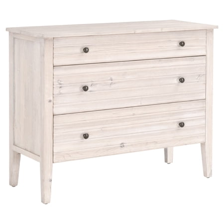 Entry Cabinet with 3 Drawers and Plank Design, White