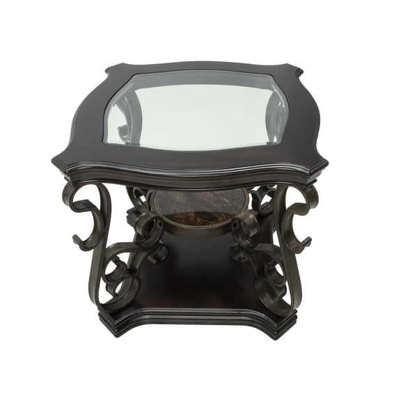 Entry Console Table with Storage Shelves for Entryway,2 Tier Narrow Sofa Table with Powder Coat Finish Metal Legs for Living Room, Hallway, Entrance, Foyer,Rustic Brown(26.3"Lx26.3"Wx24"H)