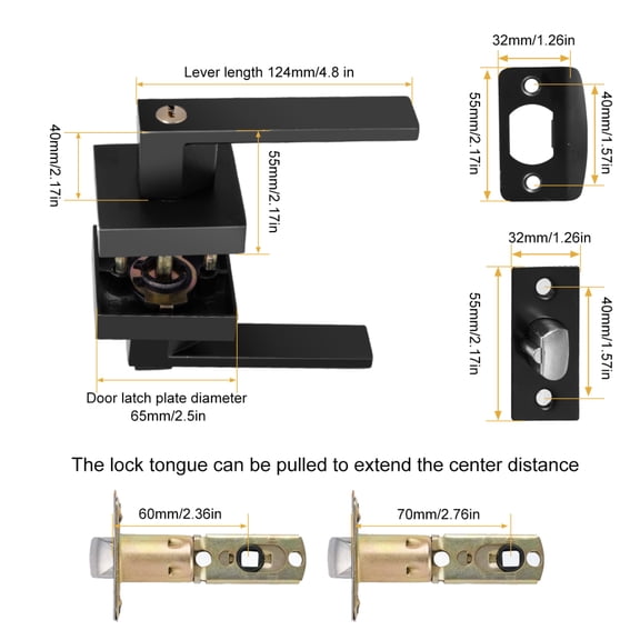 Entry Door Handle with 2 Key, Indoor Outdoor Door Lock Set, Heavy Duty Reversible Exterior and Interior Door Lever for Front Entrance, Bedroom and Room (12 Pack, Matte Black)