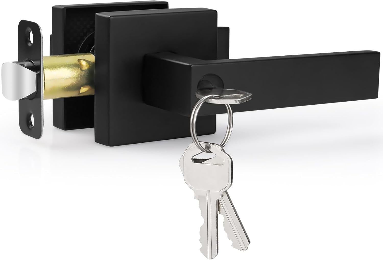 GOBEKOR Matte Black Door Knob With Lock And Keys – Keyed Alike Entry Lock For Front Door, Bedroom, Bathroom & Office