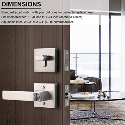 Entry Door Handle Set with Single Cylinder Deadbolts, Satin Nickel