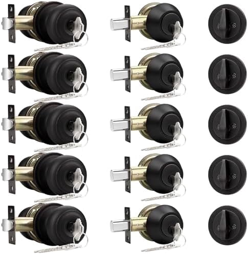 Entry Door Knob Keyed Alike with Single Cylinder Deadbolt Combination, Oil-Rubbed Bronze, 5 Pack